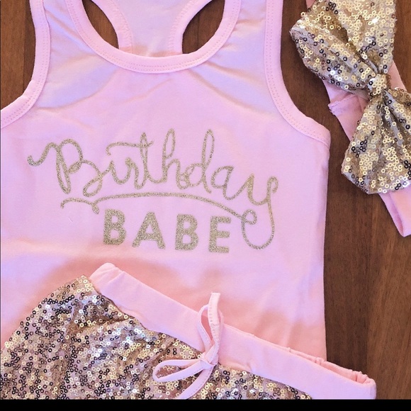Birthday Babe sequence pink and gold bday outfit - Picture 2 of 4